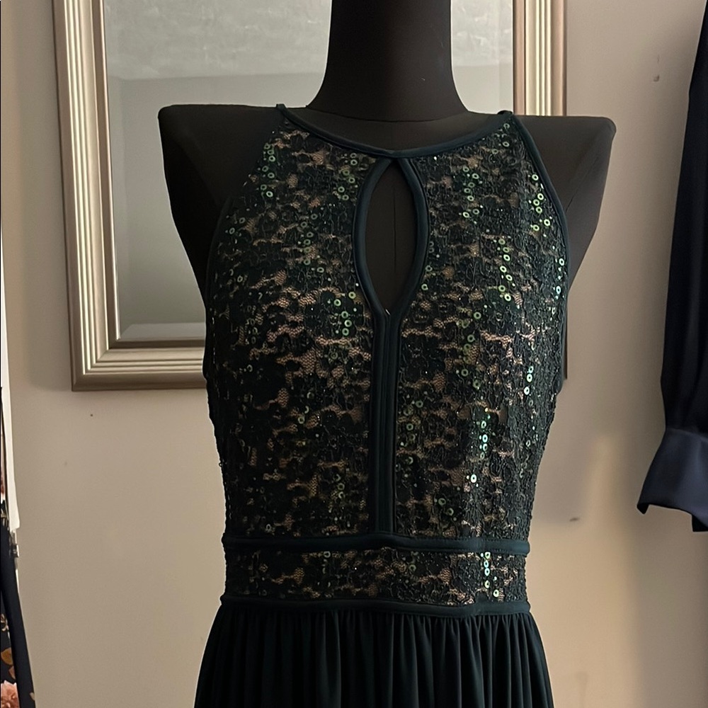 Night Way Collections Green Embellished Halter Gown